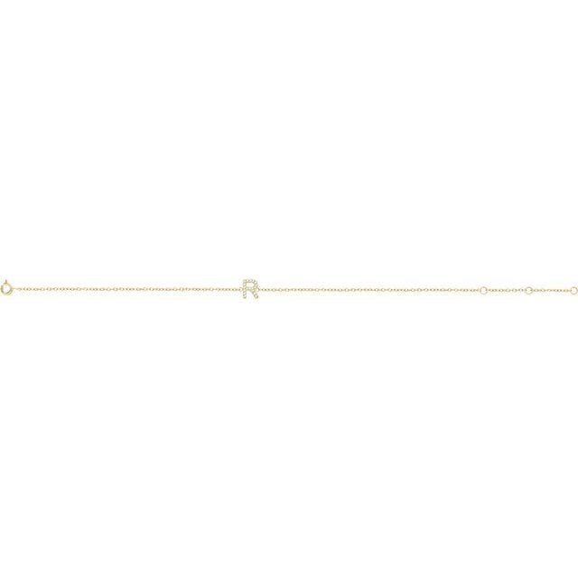 saveongems 14K Natural Diamond Initial 6-7" Bracelet