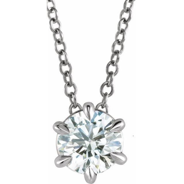 saveongems 5/8 ctw (5.5mm) / 16-18 Inch / 14K White Solitaire Necklace 16-18" 1/4-1 Carat Total Weight
