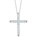 saveongems Jewelry 1.7mm :: 1/4 CTW / I1 G-H / 14K White 14K Natural Diamond French-Set Cross 16-18