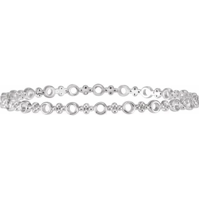 saveongems Jewelry 7 Inch / 4.15 mm / 14K White Geometric Bangle Bracelet