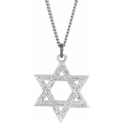 saveongems Jewelry 20 x 18mm(18 inch Necklace) Sterling Silver Star of David 18" Necklace 18-24"