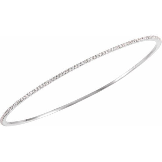 saveongems 1.1mm :: 1 CTW / l1 14K White 1 CTW Natural Diamond Stackable Bangle 8" Bracelet