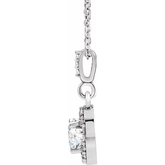 saveongems Jewelry 14K Natural Diamond Halo-Style 18" Necklace