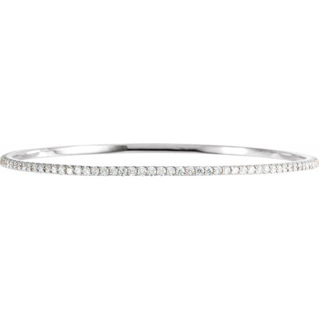 saveongems 1.85mm :: 3 CTW / I1 H+ / 14K White 14K Natural Diamond Stackable Bangle 8" Bracelet