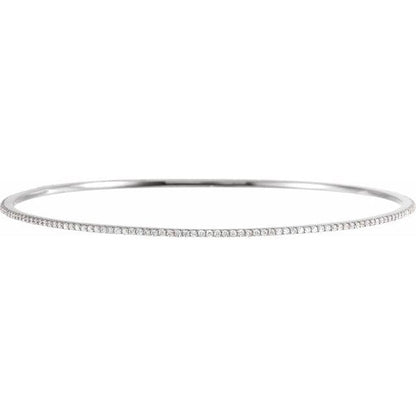 saveongems 1.1mm :: 1 CTW / I1 H+ / 14K White 14K Natural Diamond Stackable Bangle 8" Bracelet