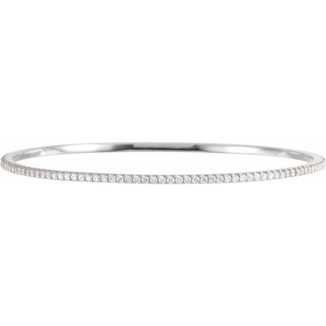 saveongems 1.6mm :: 2 CTW / I1 H+ / 14K White 14K Natural Diamond Stackable Bangle 8" Bracelet