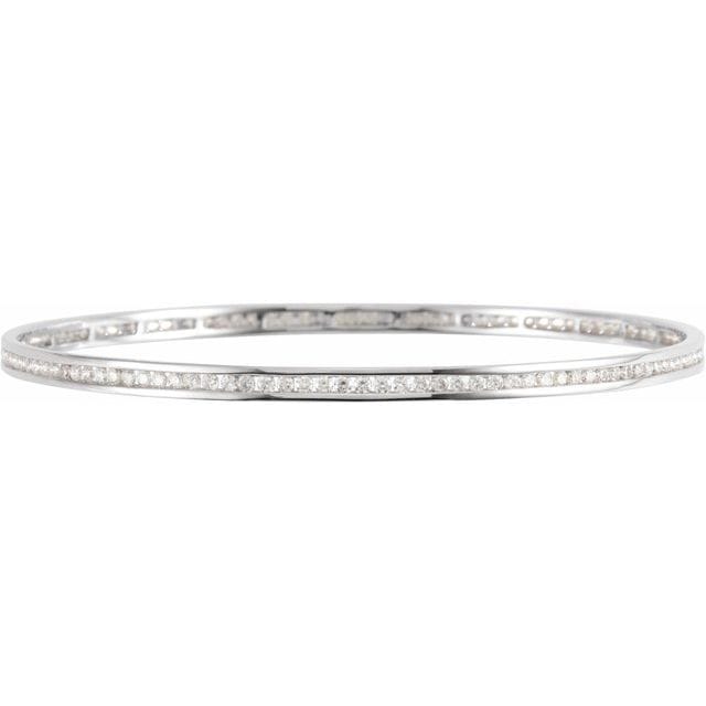 saveongems Jewelry 1.7mm::2 1/4 CTW / I1 H+ / 14K White 14K Natural Diamond Stackable Bangle 8" Bracelet