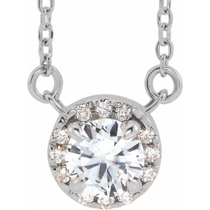 saveongems Jewelry 16 Inch / 3mm :: 0.03 CTW / 14K White 14K Natural White Sapphire Natural Diamond 16"-18" Necklace