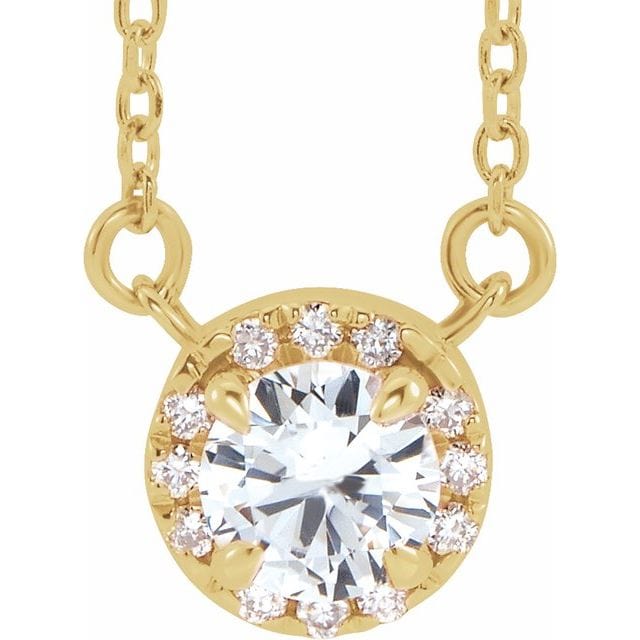 saveongems Jewelry 16 Inch / 3mm :: 0.03 CTW / 14K Yellow 14K Natural White Sapphire Natural Diamond 16"-18" Necklace