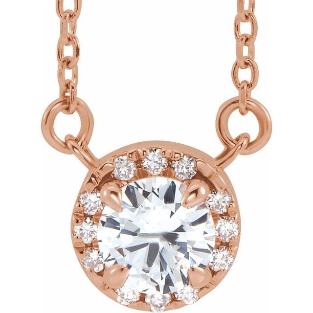 saveongems Jewelry 16 Inch / 3mm :: 0.03 CTW / 14K Rose 14K Natural White Sapphire Natural Diamond 16"-18" Necklace