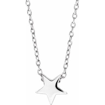 saveongems Jewelry 10.1 x 9.6 mm / 16-18 Inch / Sterling Silver Star Necklace