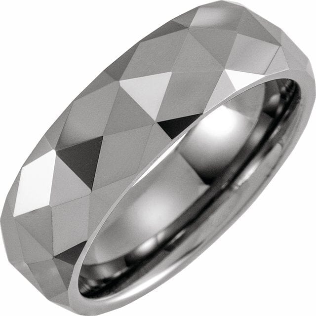 saveongems Jewelry 7mm / 7.0 Tungsten 7 mm Faceted Band