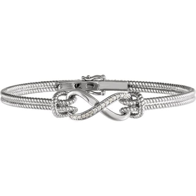 saveongems Jewelry 10.22 DWT (15.89 grams)::1/8 CTW / I1 H+ / 14K White 14K 1/8 CTW Natural Diamond Bangle 6 1/2” Bracelet