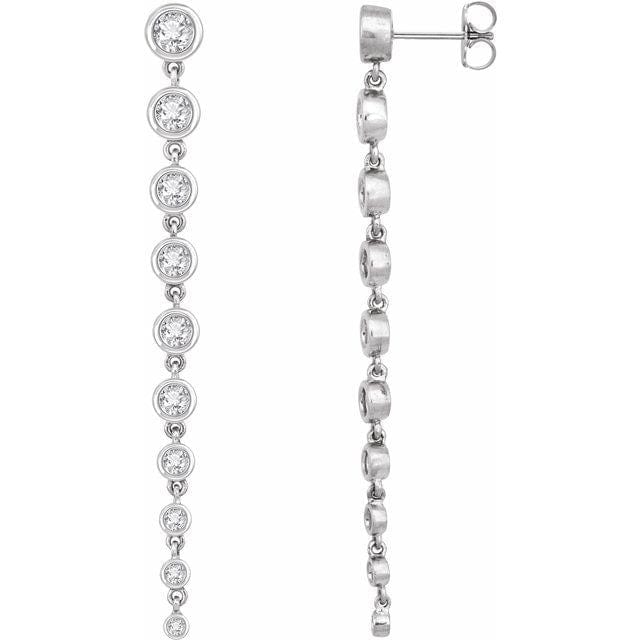 saveongems 2 ctw (63.5 mm) / VS F+ / 14K White Diamond graduated Earrings
