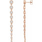 saveongems 2 ctw (63.5 mm) / VS F+ / 14K Rose Diamond graduated Earrings