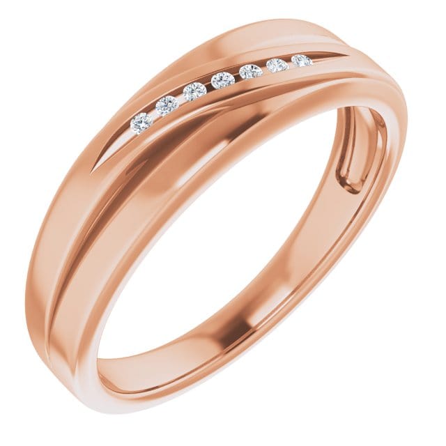 Save On Diamonds Jewelry .05ctw::1.2mm / 10.00 / 14K Rose Accentend Band 14K Rose