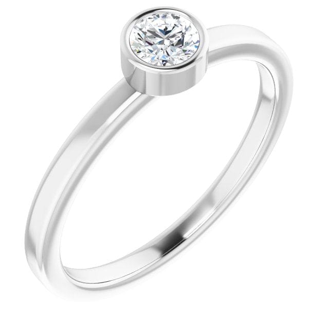 saveongems 4mm / 5.0 14K White Natural Diamond Ring Sizes 3mm, 4mm, 4.5mm, 5.5mm