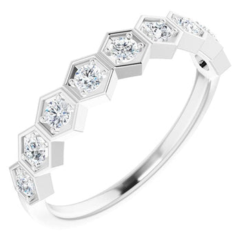 saveongems 3/8 ctw (2.2mm) / VS F+ / 14K White Stackable Geometric Ring 3/8 Carat Total Weight