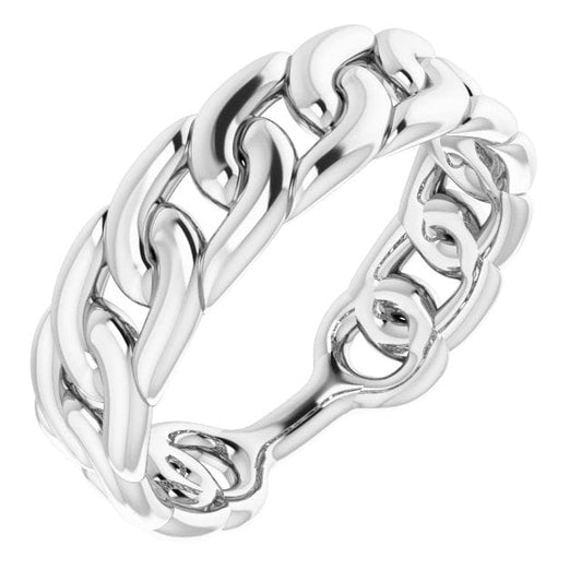 saveongems Jewelry 6.00 / 14K White Stackable Chain Link Ring