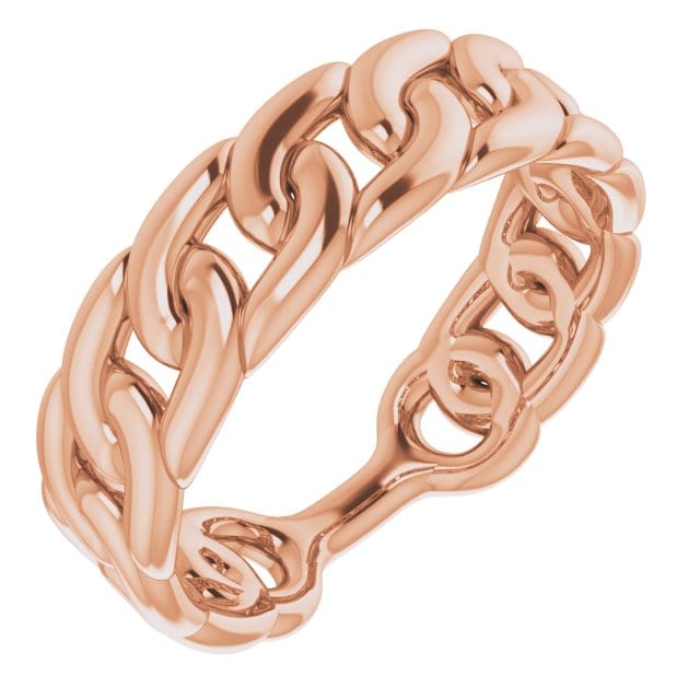 saveongems Jewelry 6.00 / 14K Rose Stackable Chain Link Ring