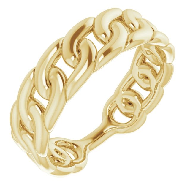 saveongems Jewelry 6.00 / 14K Yellow Stackable Chain Link Ring