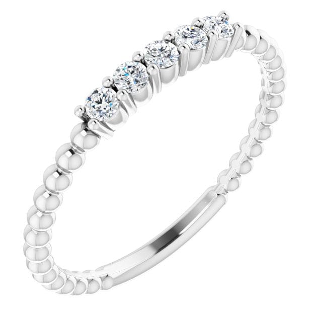 saveongems Ring Size 7 (Sized Exact) / VS F+ / 14K White Diamond Stackable Ring 1/6 Carat Total Weight Ring Size 7