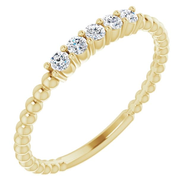 saveongems Ring Size 7 (Sized Exact) / VS F+ / 14K Yellow Diamond Stackable Ring 1/6 Carat Total Weight Ring Size 7