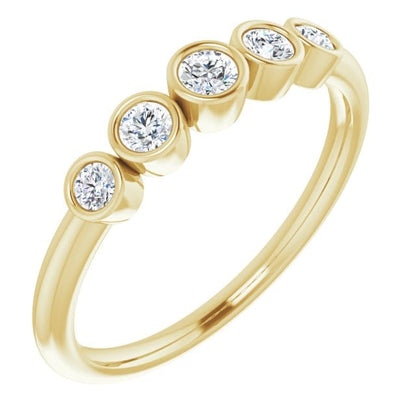 saveongems 2.7mm:: 1/4 CTW / 6.0 14K Yellow 1/4 CTW Diamond Graduated Bezel-Set Ring
