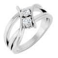 saveongems Jewelry 1/4 ctw (3.2mm) / 6.00 / 14K White Natural Diamond Two-Stone Ring