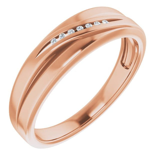 Save On Diamonds Jewelry .03ctw::1mm / 10.00 / 14K Rose Accentend Band 14K Rose
