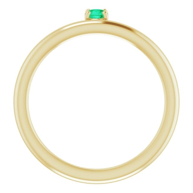 saveongems Jewelry 14K Lab-Grown Asymmetrical Emerald Stackable Ring