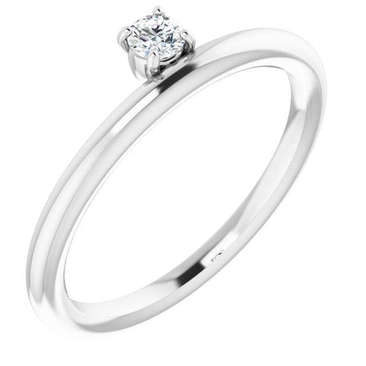 saveongems Jewelry 1/10 ctw (3mm) / VS F+ / 14K White Diamond Asymmetrical Stackable Ring Size 7