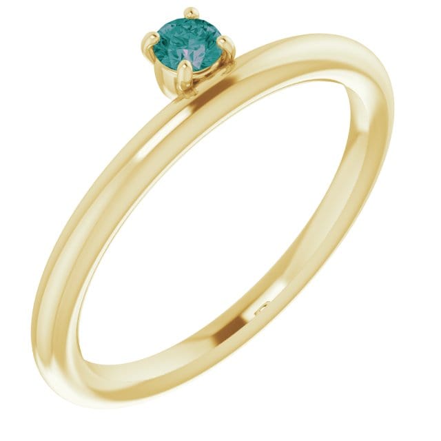 saveongems Jewelry 6.00 / 14K Yellow Lab-Grown Asymmetrical Alexandrite Stackable Ring Alexandrite Asymmetrical Stackable Ring
