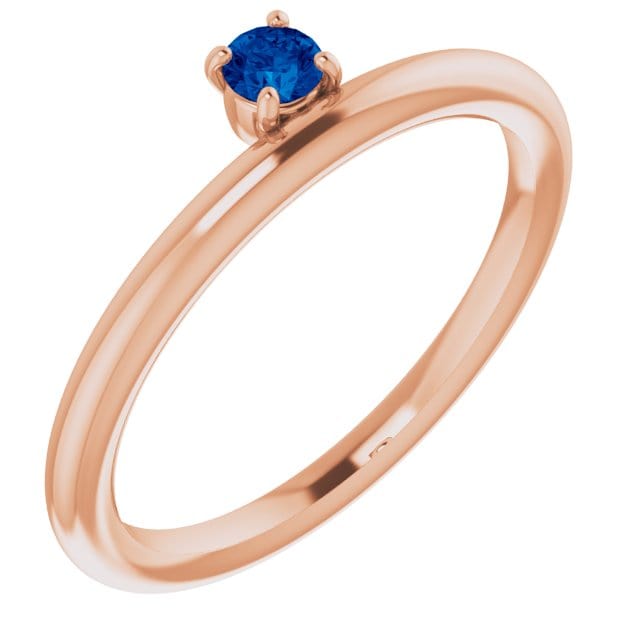 saveongems Jewelry 6.00 / 14K Rose Lab-Grown Asymmetrical Blue Sapphire Stackable Ring 14K Lab-Grown Asymmetrical Blue Sapphire Stackable Ring