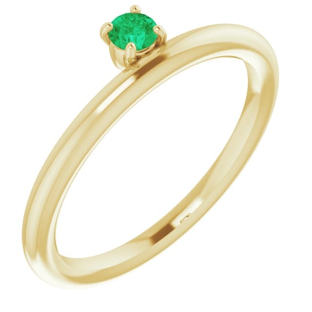 saveongems Jewelry 6.00 / 14K Yellow Lab-Grown Asymmetrical Emerald Stackable Ring 14K Lab-Grown Asymmetrical Emerald Stackable Ring