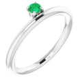 saveongems Jewelry 6.00 / 14K White Lab-Grown Asymmetrical Emerald Stackable Ring 14K Lab-Grown Asymmetrical Emerald Stackable Ring