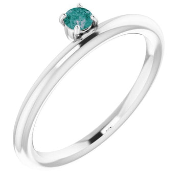 saveongems Jewelry 6.00 / 14K White Lab-Grown Asymmetrical Alexandrite Stackable Ring Alexandrite Asymmetrical Stackable Ring