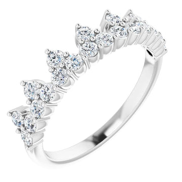 saveongems Jewelry 5/8 ctw (2mm) / 7.00 / 14K White Accented Crown Ring