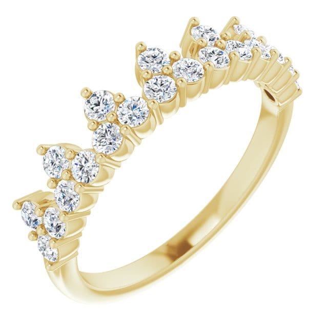 saveongems Jewelry 5/8 ctw (2mm) / 7.00 / 14K Yellow Accented Crown Ring