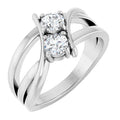 saveongems Jewelry 1/2 ctw (4.1mm) / 6.00 / 14K White Natural Diamond Two-Stone Ring