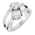 saveongems Jewelry 1 ctw (5.2mm) / 6.00 / 14K White Natural Diamond Two-Stone Ring