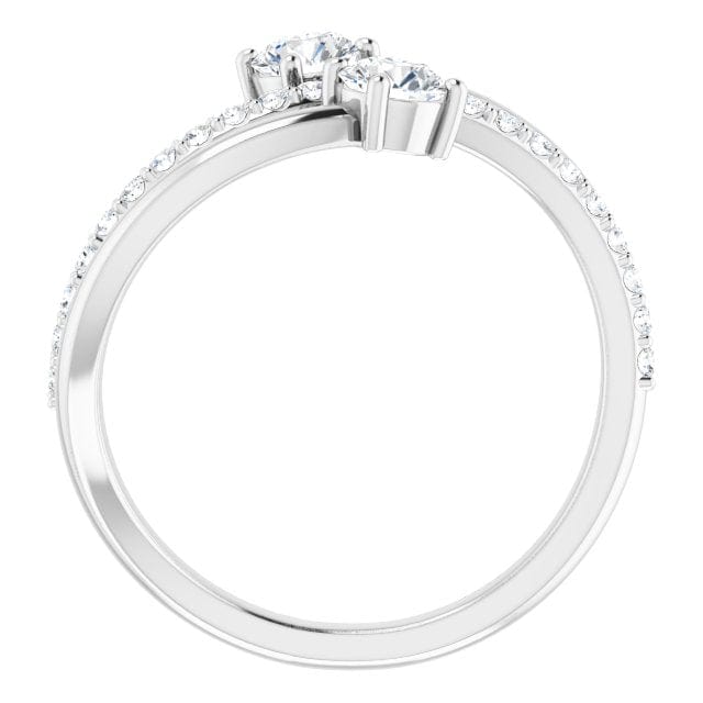 saveongems Jewelry 14K 3/4 CTW Diamond Two-Stone Bypass Ring