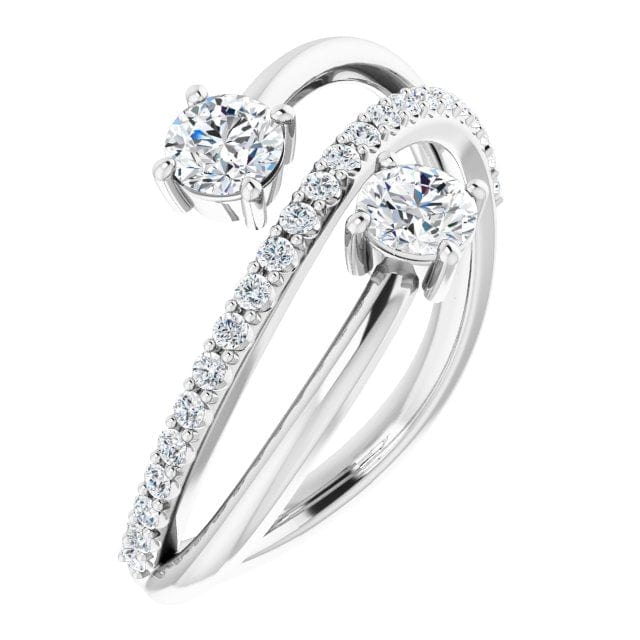 saveongems Jewelry 4.1mm::3/4 CTW / 6.00 / 14K White 14K 3/4 CTW Diamond Two-Stone Bypass Ring
