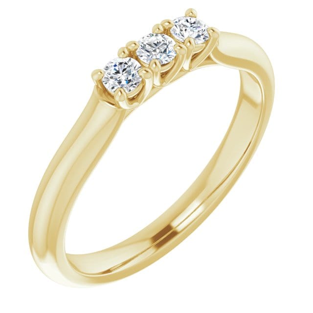 saveongems 2.5mm::1/5 CTW / 7.0 14K Yellow Natural Diamond Three-Stone Anniversary Band