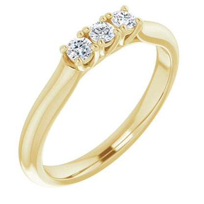 saveongems 2.5mm::1/5 CTW / 7.0 14K Yellow Natural Diamond Three-Stone Anniversary Band