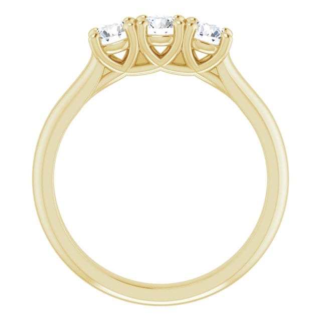 saveongems 14K Yellow Natural Diamond Three-Stone Anniversary Band