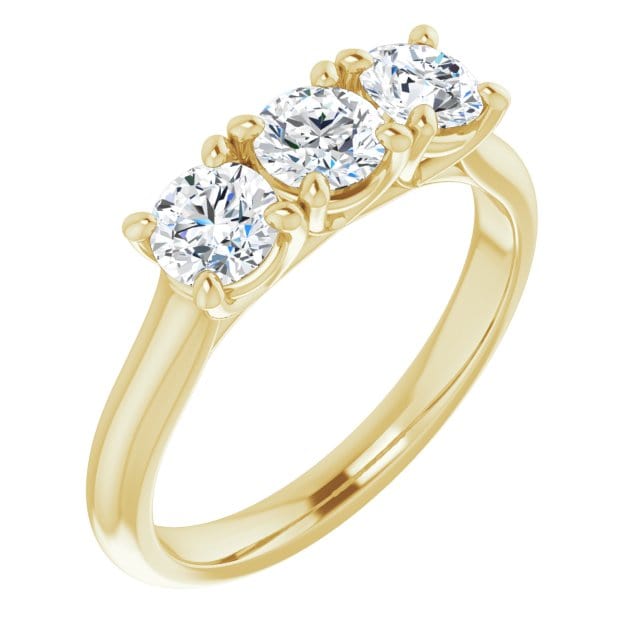 saveongems 4.4mm::9/10 CTW / 7.0 14K Yellow Natural Diamond Three-Stone Anniversary Band