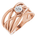 saveongems Jewelry 4.8mm::3/8 CTW / I1 G-H / 6.00 14K Rose Diamond Solitaire Criss-Cross Ring