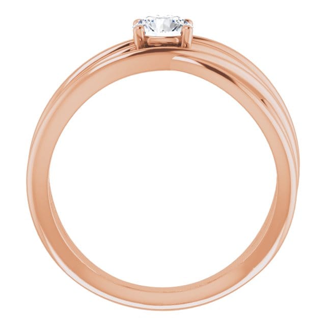 saveongems Jewelry 14K Rose Diamond Solitaire Criss-Cross Ring