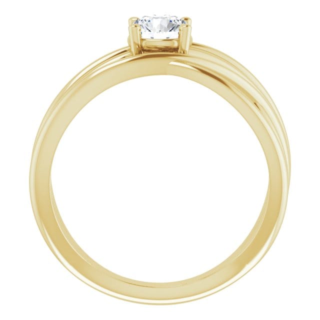 saveongems Jewelry 14K Yelow Diamond Solitaire Criss-Cross Ring
